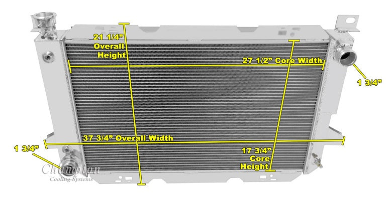 1985-1997 Ford Bronco 3-Row Radiator, Shroud, Dual Fan Combo