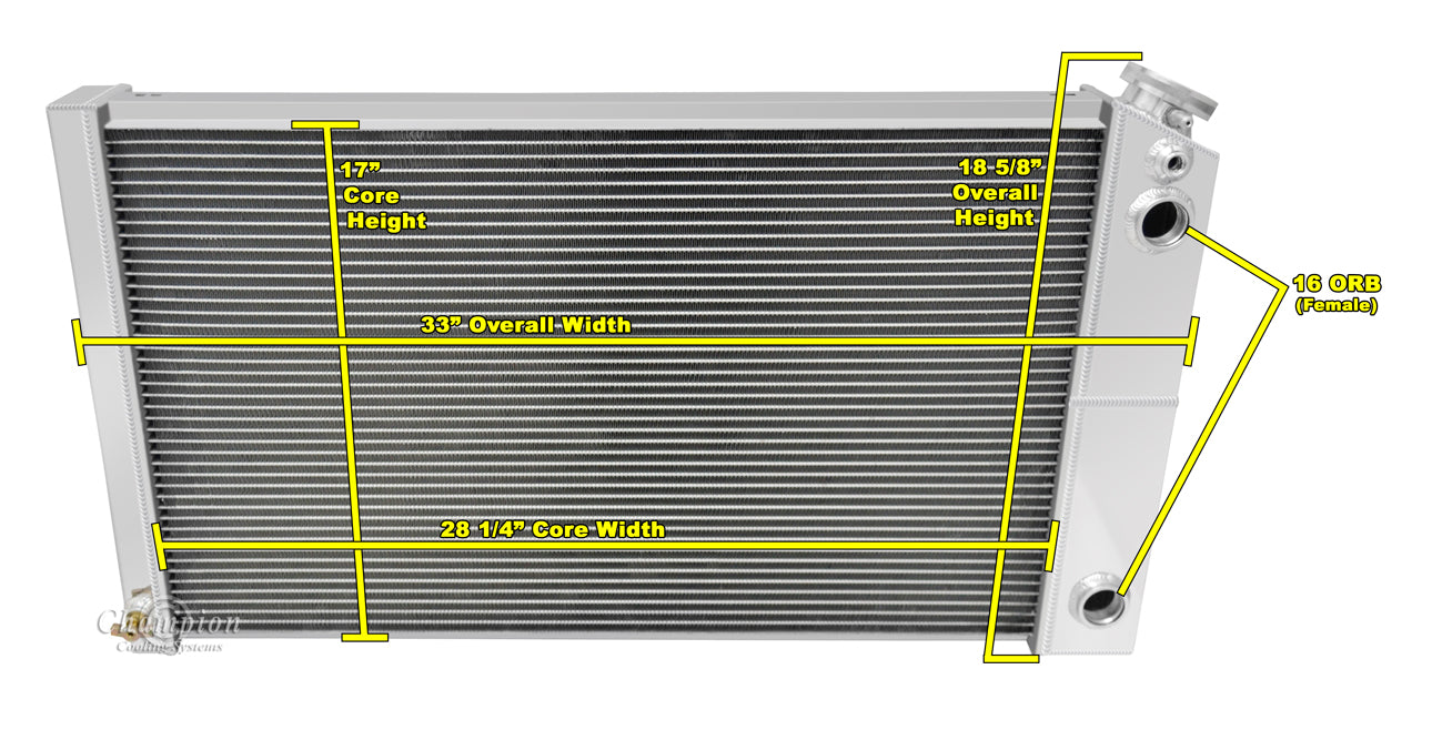 1971-1979 Chevy Impala LS Swap 3-Row Radiator, Shroud, Dual Fan Combo