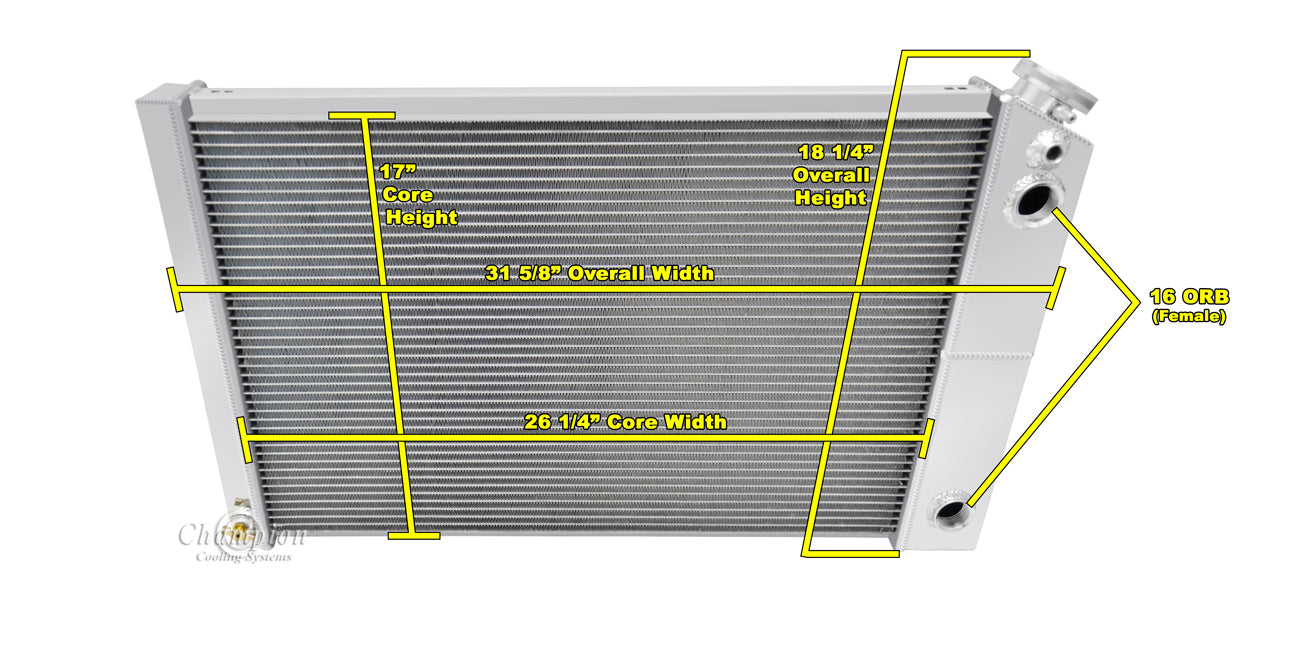 LS Swap 3-Row Radiator - 18.25 Tall x 31.50" Wide