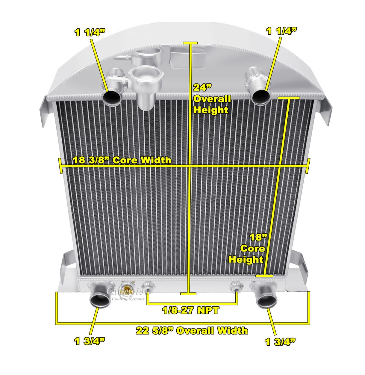 1928-1929 Ford Model-A 3-Row Radiator - Flathead Configuration