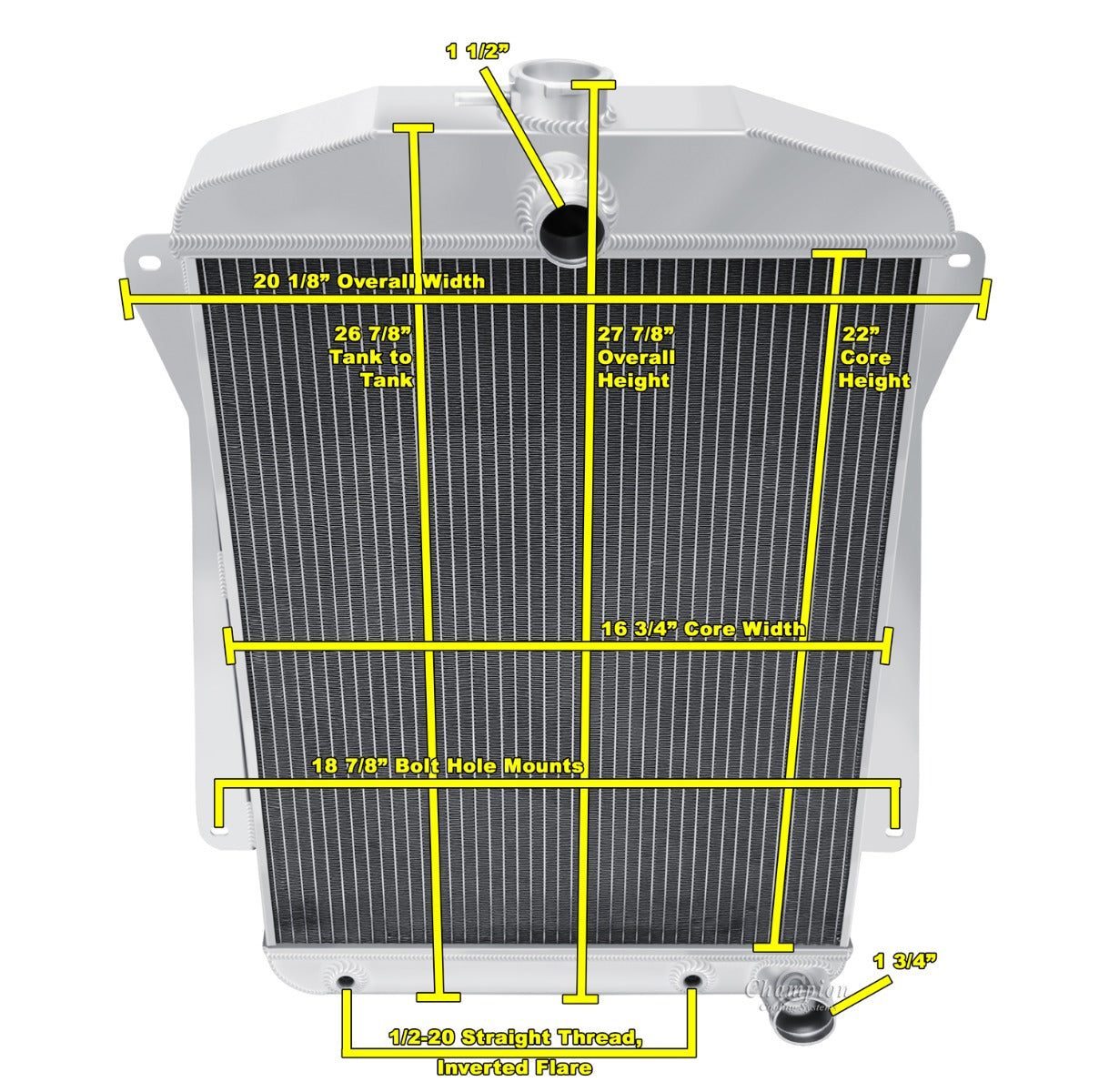 1940 - 1941 Chevy Special Deluxe 3-Row Radiator - V8