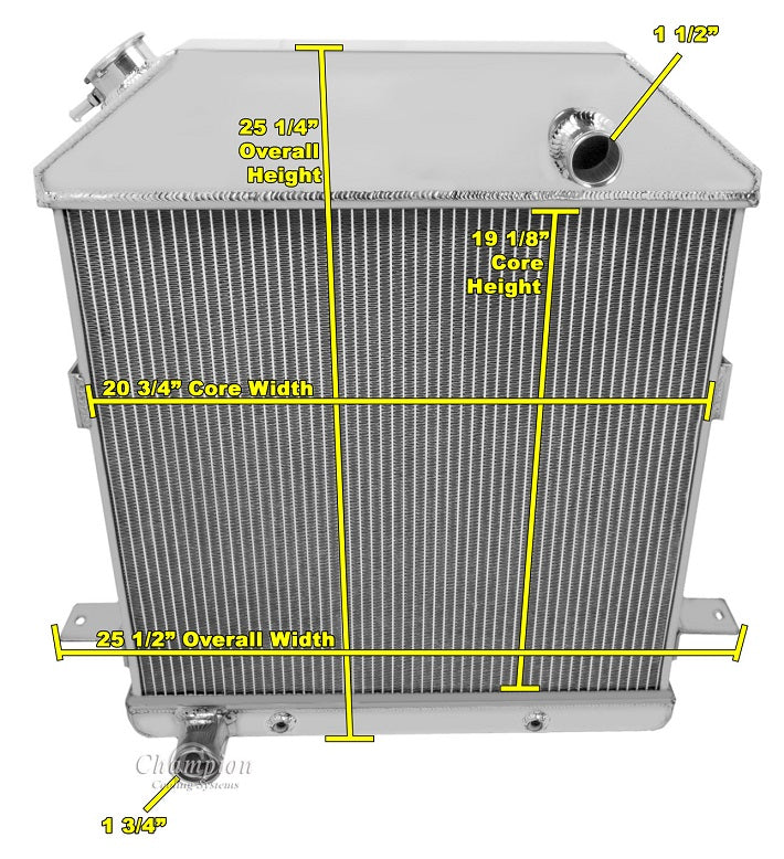 1939-1941 Ford Coupe 3-Row Radiator