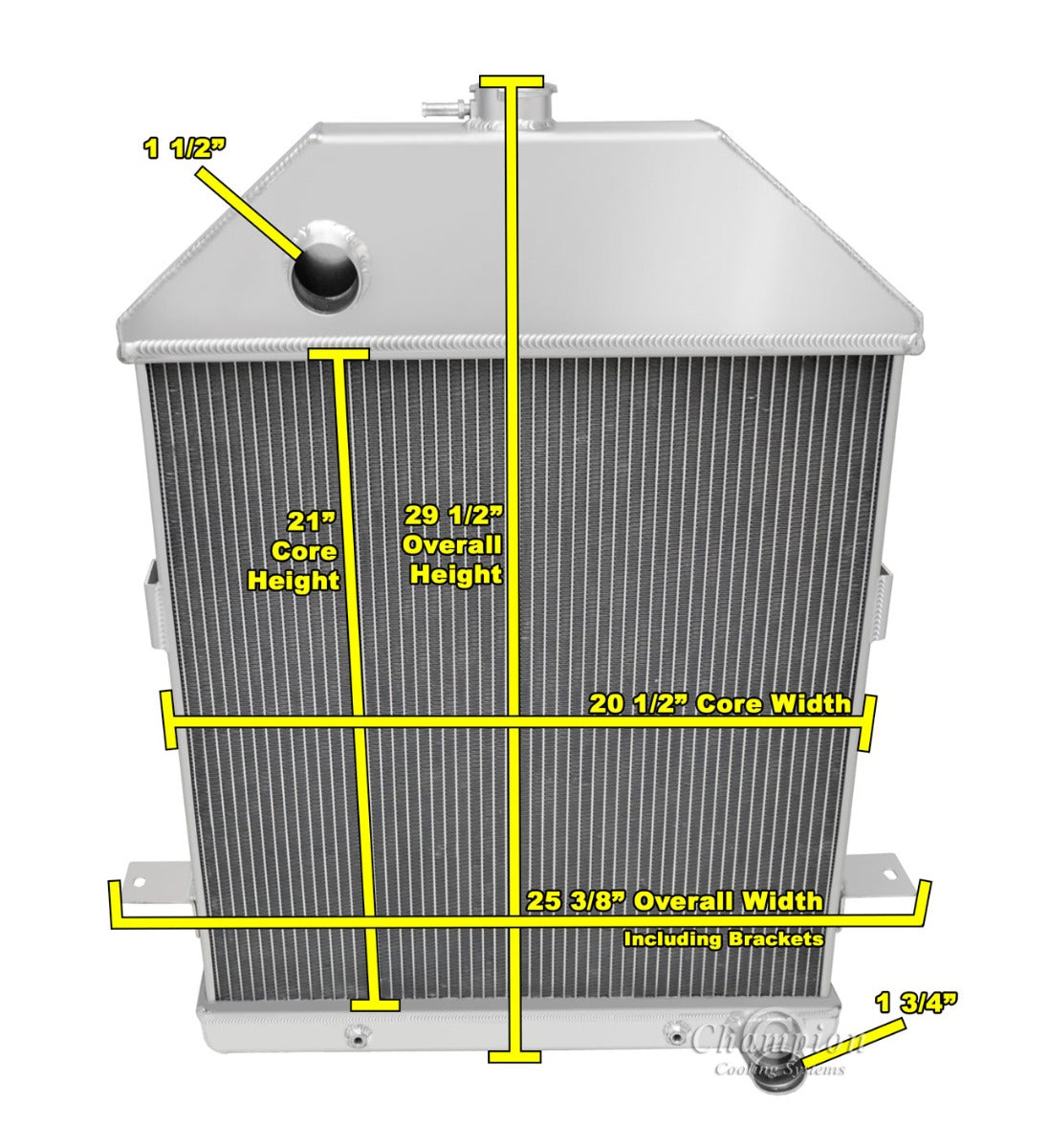 1940-1941 Ford Truck 3-Row Radiator - Chevy Motor