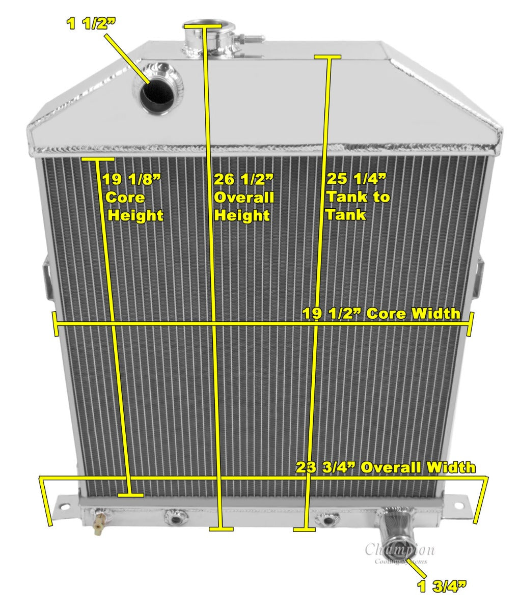 1942-1948 Ford Coupe 3-Row Radiator - Chevy Configuration