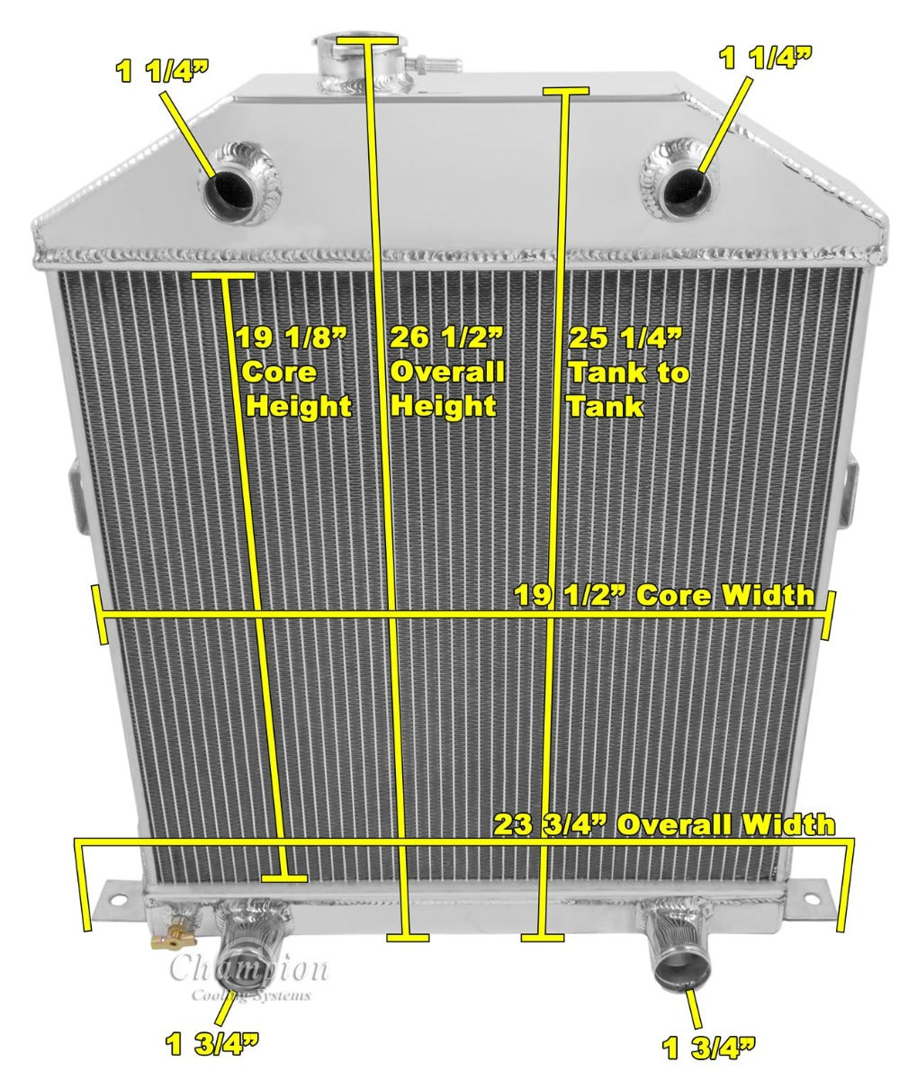 1942-1948 Ford Coupe 3-Row Radiator - Flathead Configuration