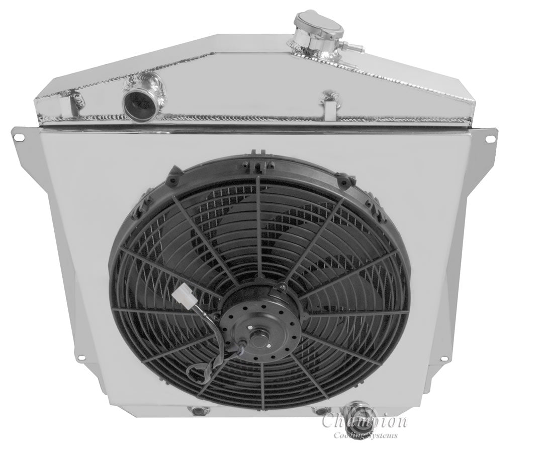 1943-1948 Chevy Car 3-Row Radiator, Shroud, Fan Combo