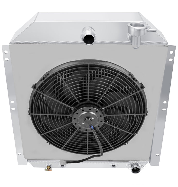 1947-1954 GMC Truck 3-Row Radiator, Shroud, Dual Fan Combo