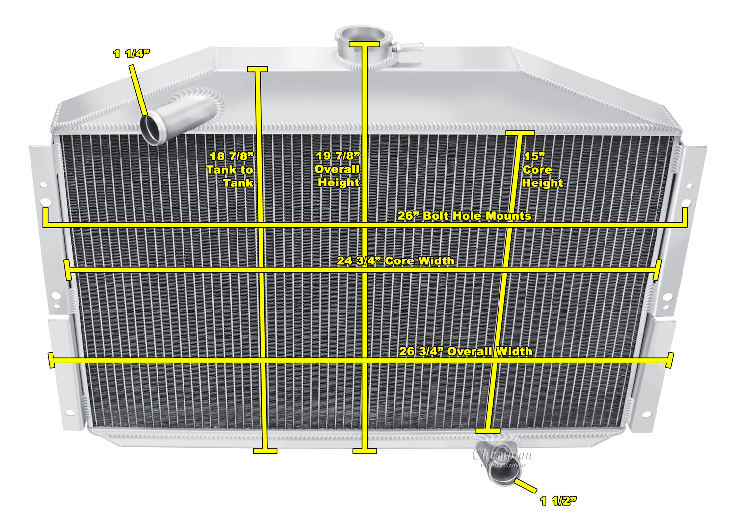 1953-1955 Studebaker 3-Row Radiator