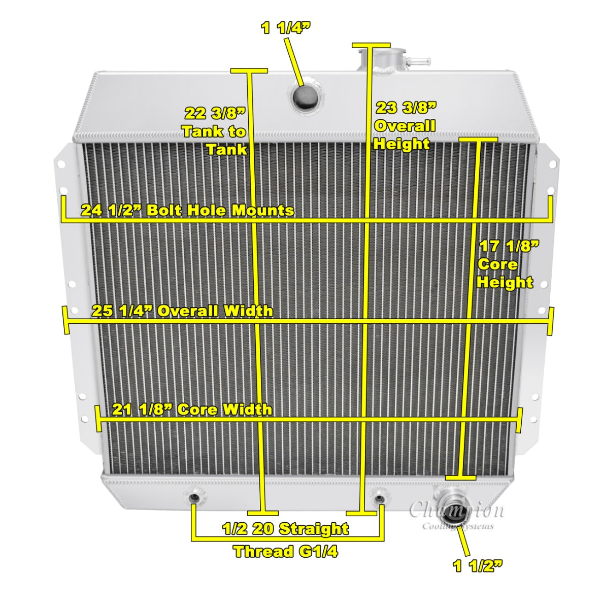 1955-1956 Chevy Belair 3-Row Radiator
