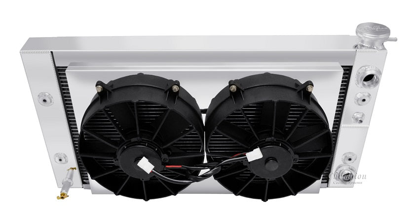 1955-1957 Chevy 210 Dual Pass 2-Row Radiator, Shroud, Dual Fan Combo