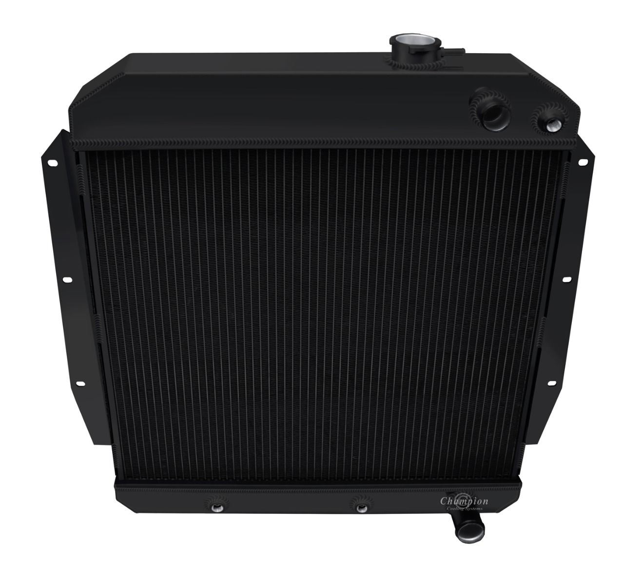 1955-1959 Chevy Truck LS Swap 3-Row Black Radiator, Shroud, Fan Combo