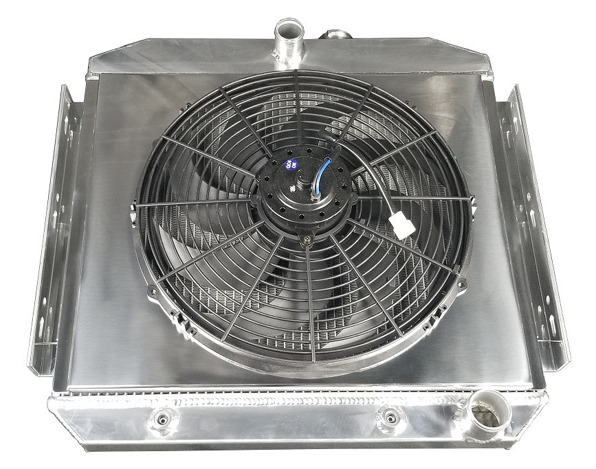 1955-57 Chevy Bel Air 3-Row Radiator, Shroud, Fan Combo v8 350 454