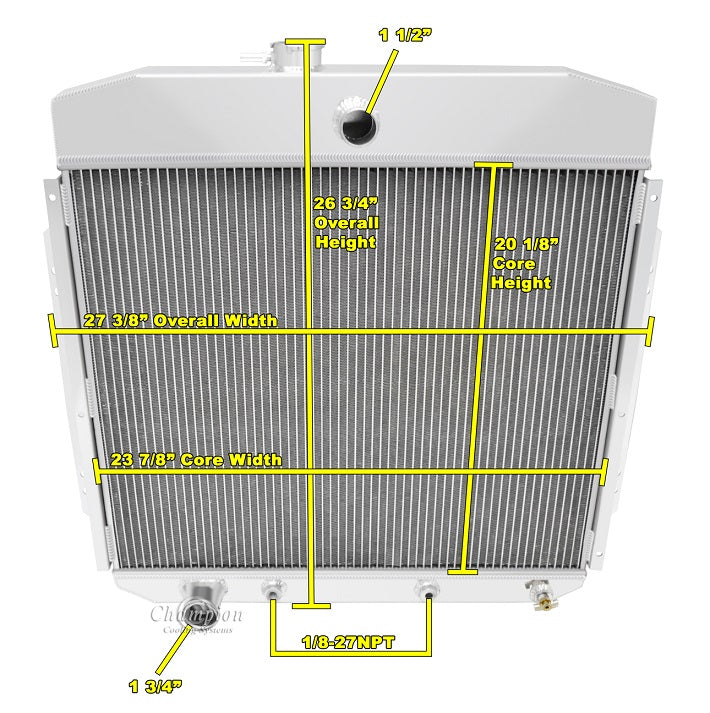 1957-1960 Ford Truck, F100 3-Row Radiator