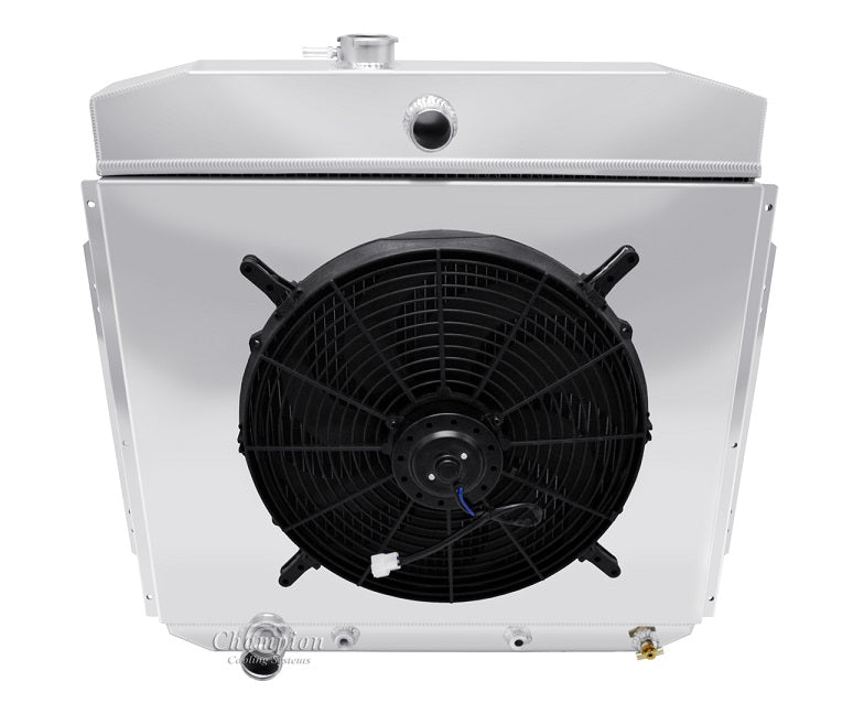 1957-1960 Ford Truck, F100 3-Row Radiator, Shroud, Fan Combo