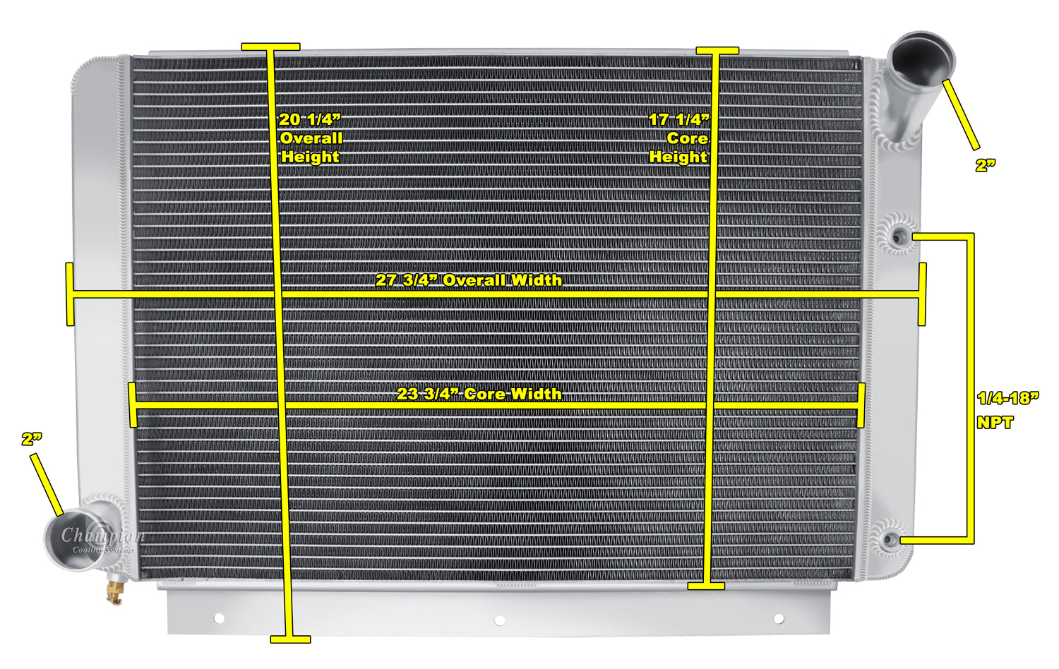 1958-1960 Ford Thunderbird 3-Row Radiator