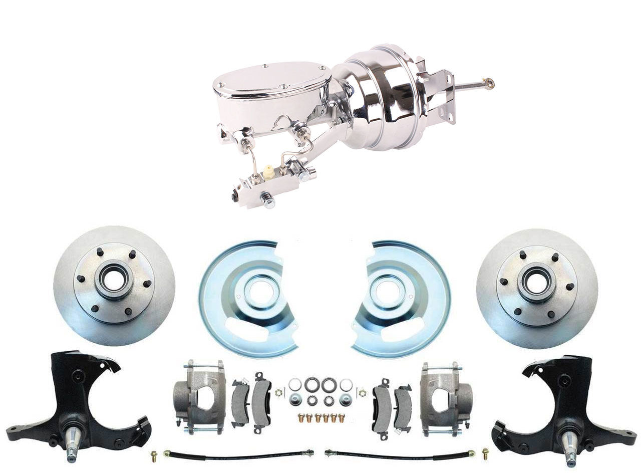 1960-1966 Chevy Truck Disc Brake Kit 6 Lug 8" Dual Chrome Master Booster (Disc/ Drum)