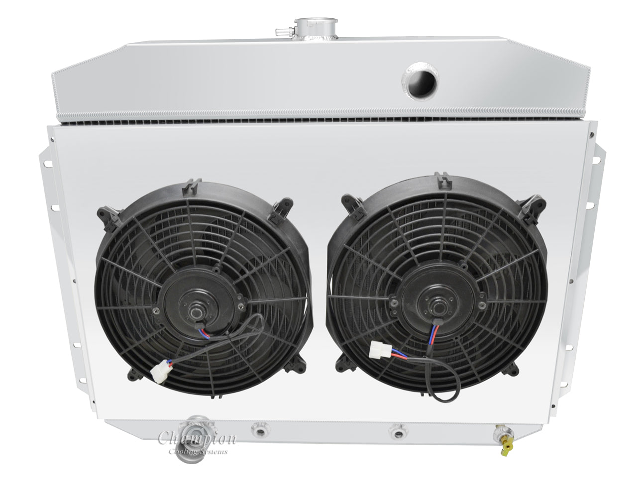 1961-1964 Ford Truck, F100 3-Row Radiator, Shroud, Dual Fan Combo v8