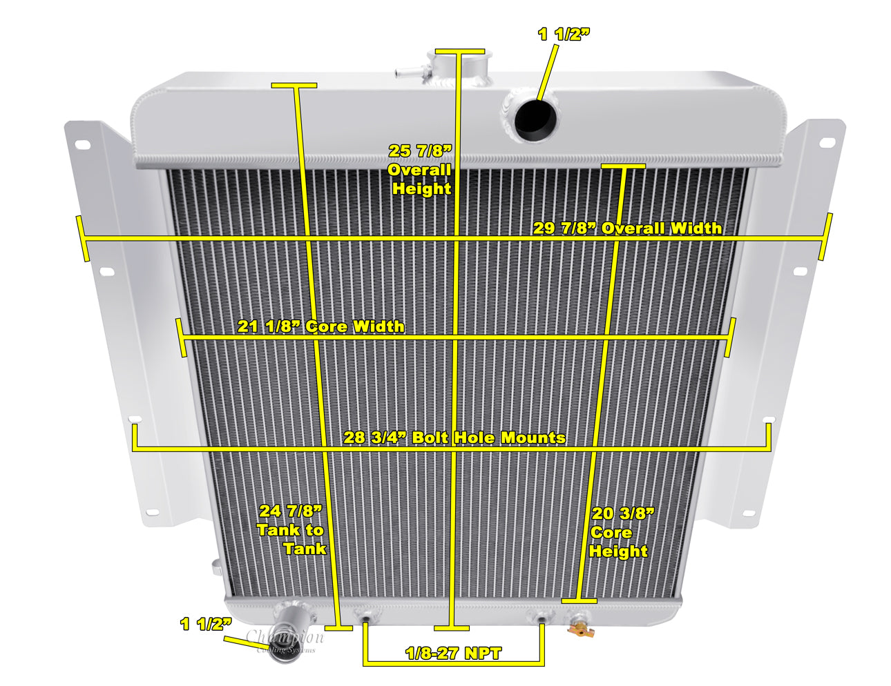 1961-1969 Dodge D100 Truck 3-Row Radiator