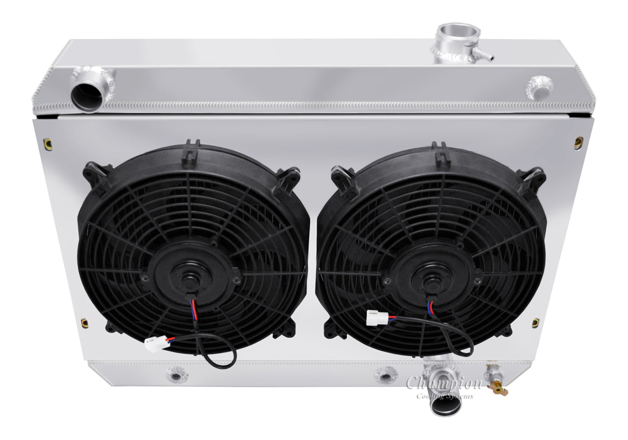 1962-1965 Chevy Nova 3-Row Radiator, Shroud, Dual Fan Combo