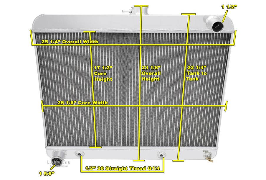 1963-1965 Buick Riviera 3-Row Radiator, Shroud, Fan Combo