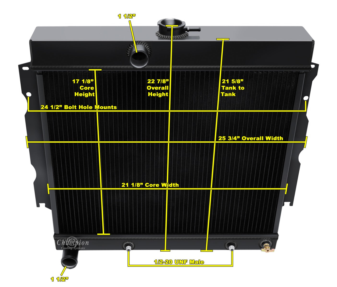 1965 - 1966 Dodge Dart 3-Row Black Radiator, Shroud, Fan Combo