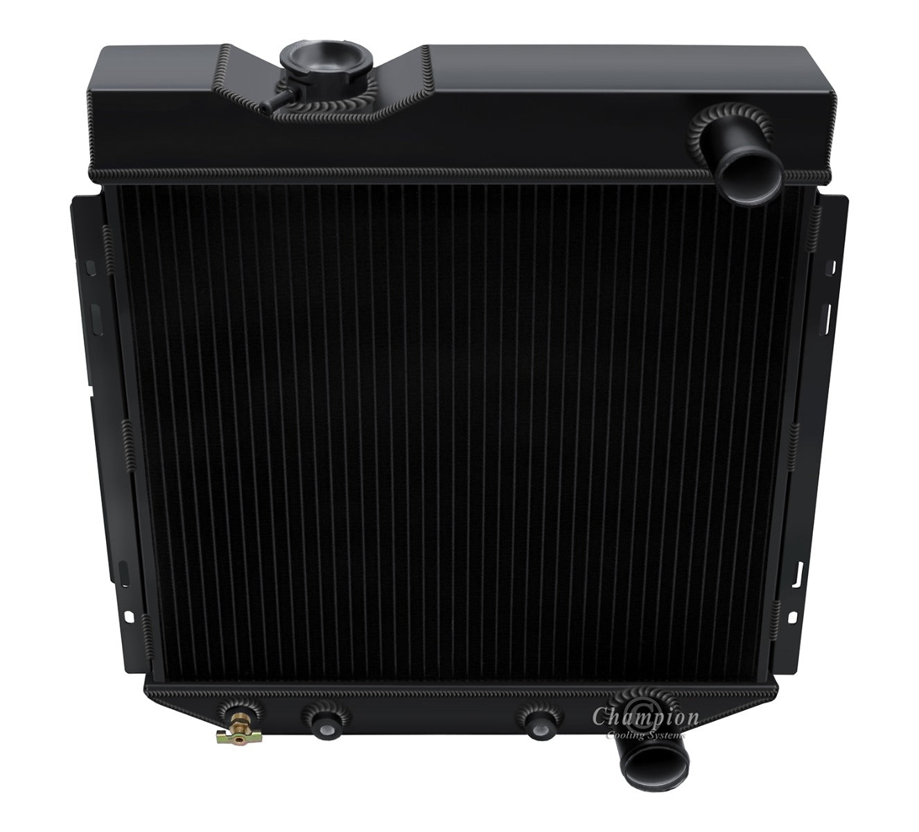 1964-1966 Ford Mustang 3-Row Black Radiator, Shroud, Fan Combo