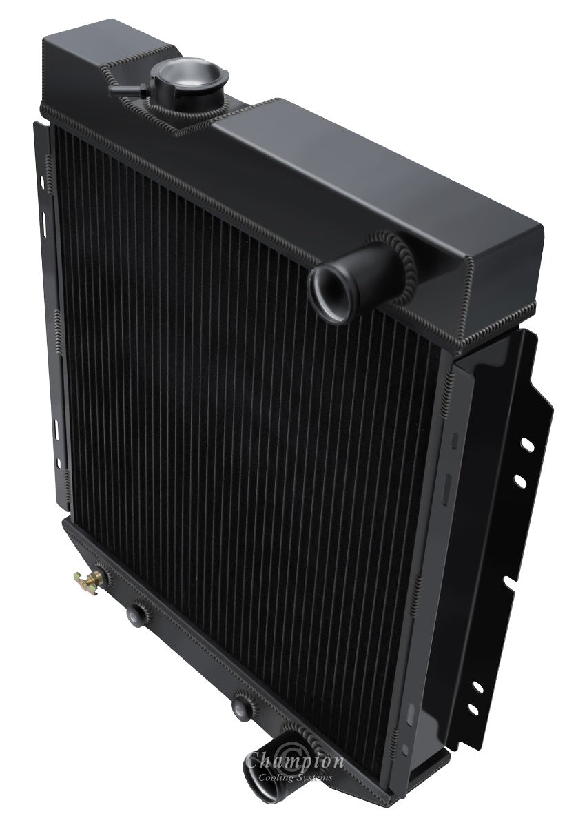 1964-1966 Ford Mustang 3-Row Black Radiator, Shroud, Fan Combo
