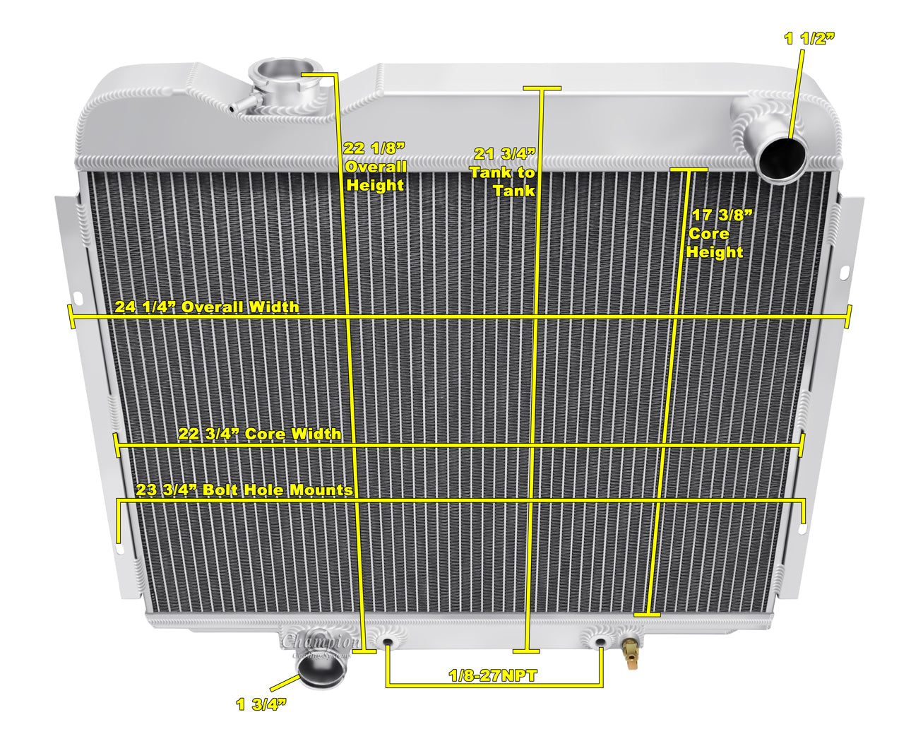 1965-1966 Ford Galaxie 3-Row Radiator