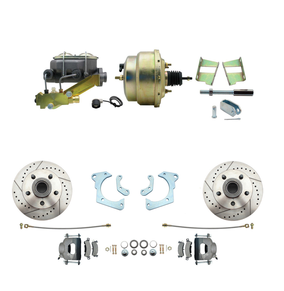 1965-1968 Chevy Impala / Belair Complete Drilled Slotted Front Disc Brake Conversion Kit
