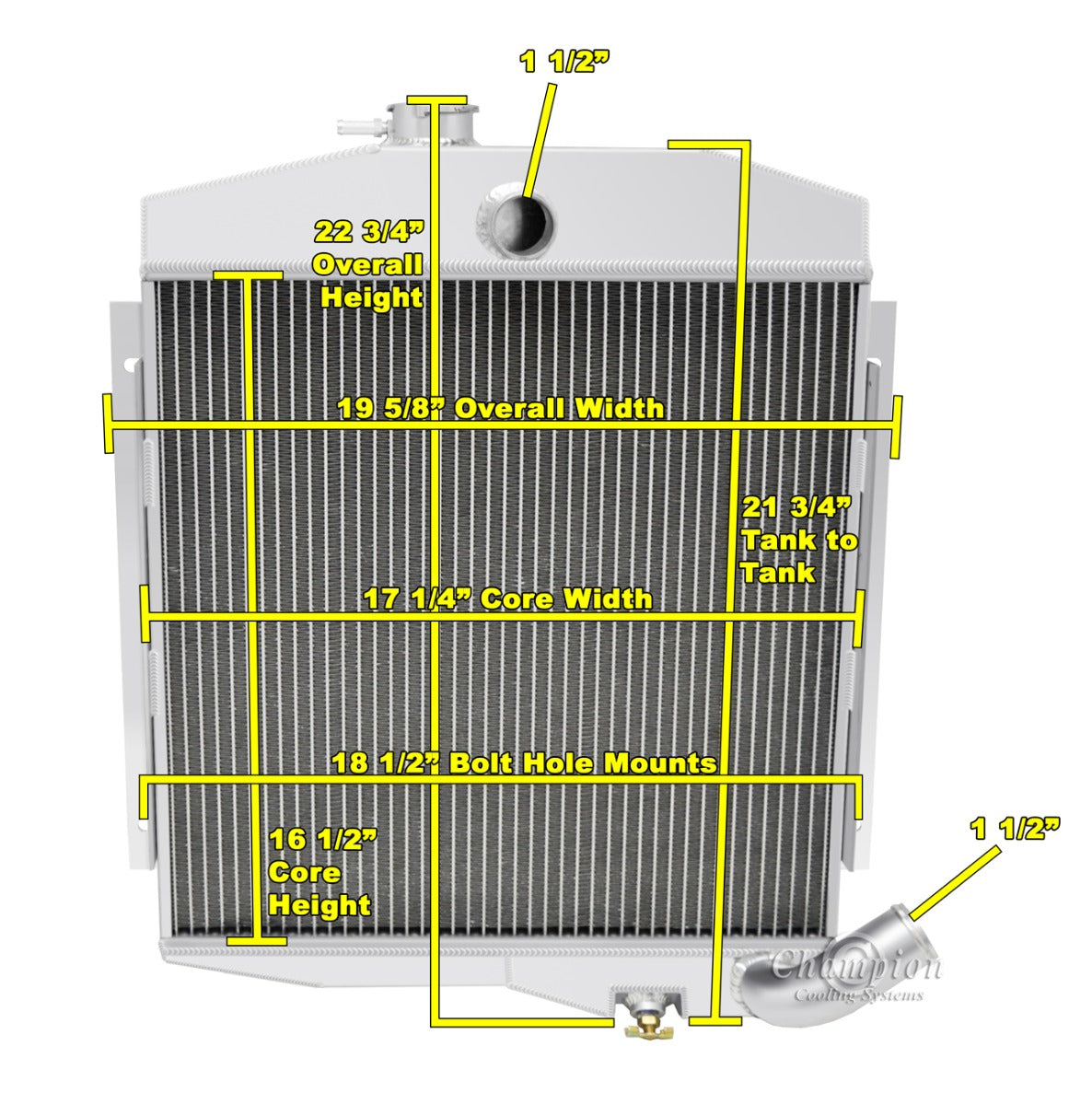 1965 -1971 Jeep CJ5 3-Row Radiator