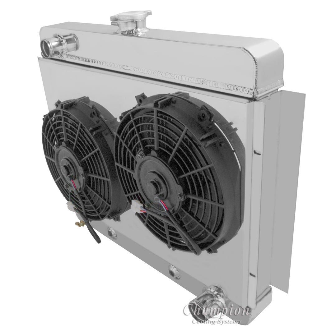 1966-1967 Chevy Nova 3-Row Radiator, Shroud, Dual Fan Combo