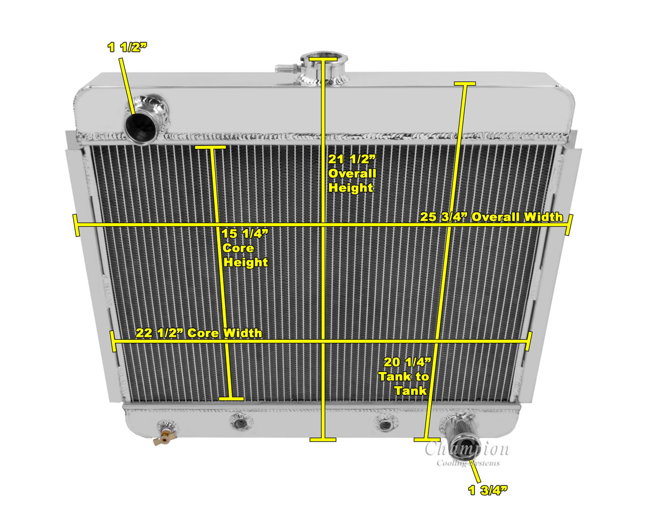 1966-1967 Chevy Nova 2-Row Radiator with 1" tubes