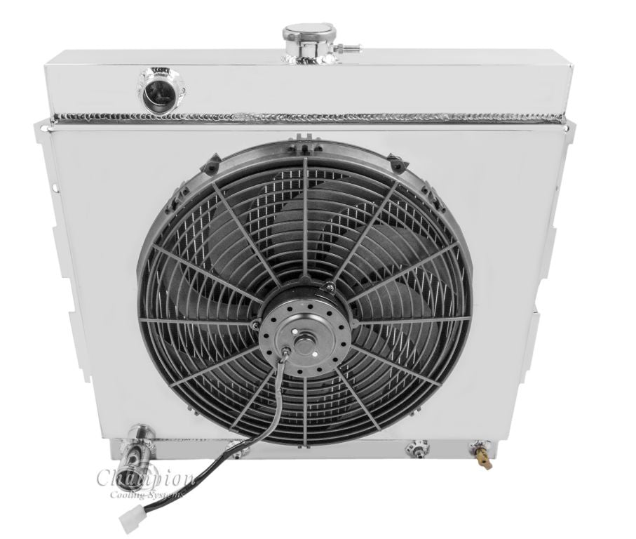 1966-1969 Plymouth Barracuda 3-Row Radiator, Shroud, Fan Combo