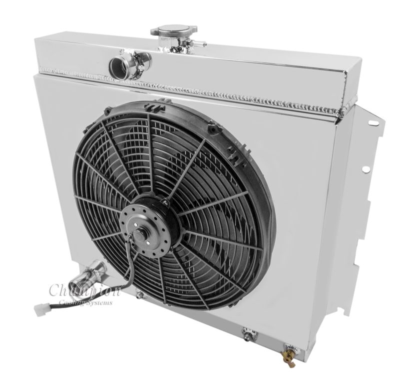 1966-1969 Plymouth Barracuda 3-Row Radiator, Shroud, Fan Combo