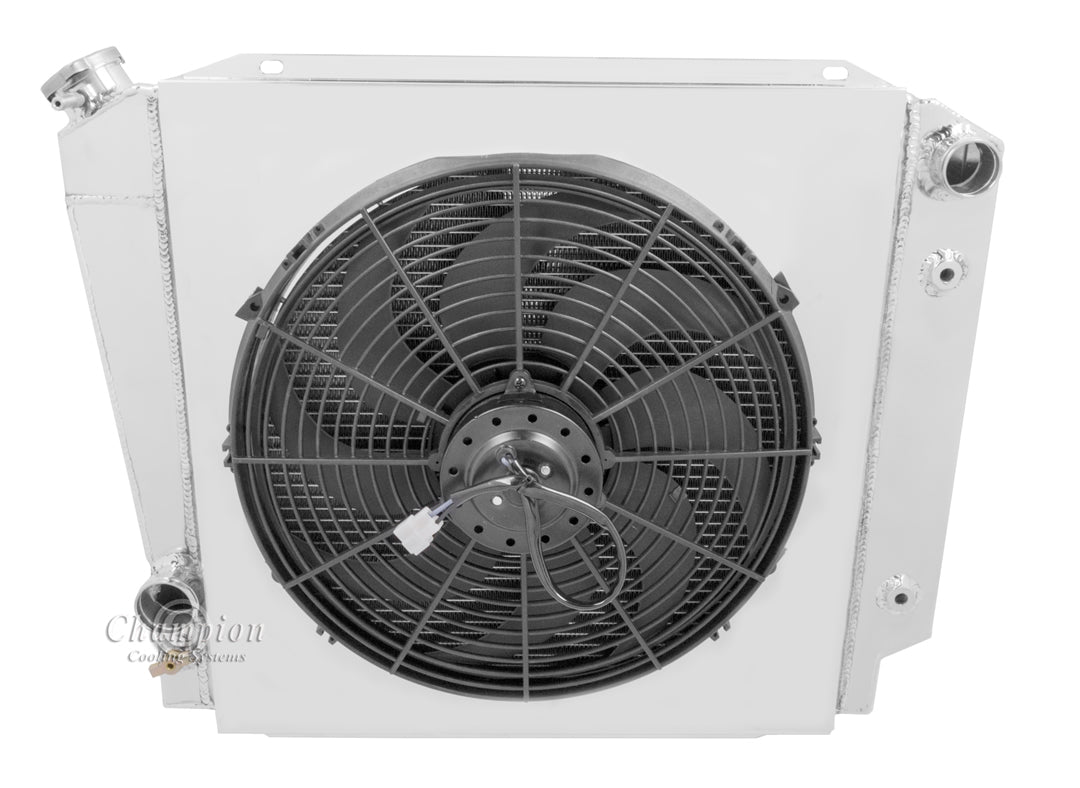 1966-1977 Ford Bronco 4-Row Radiator, Shroud, Fan Combo - 5.0 Swap
