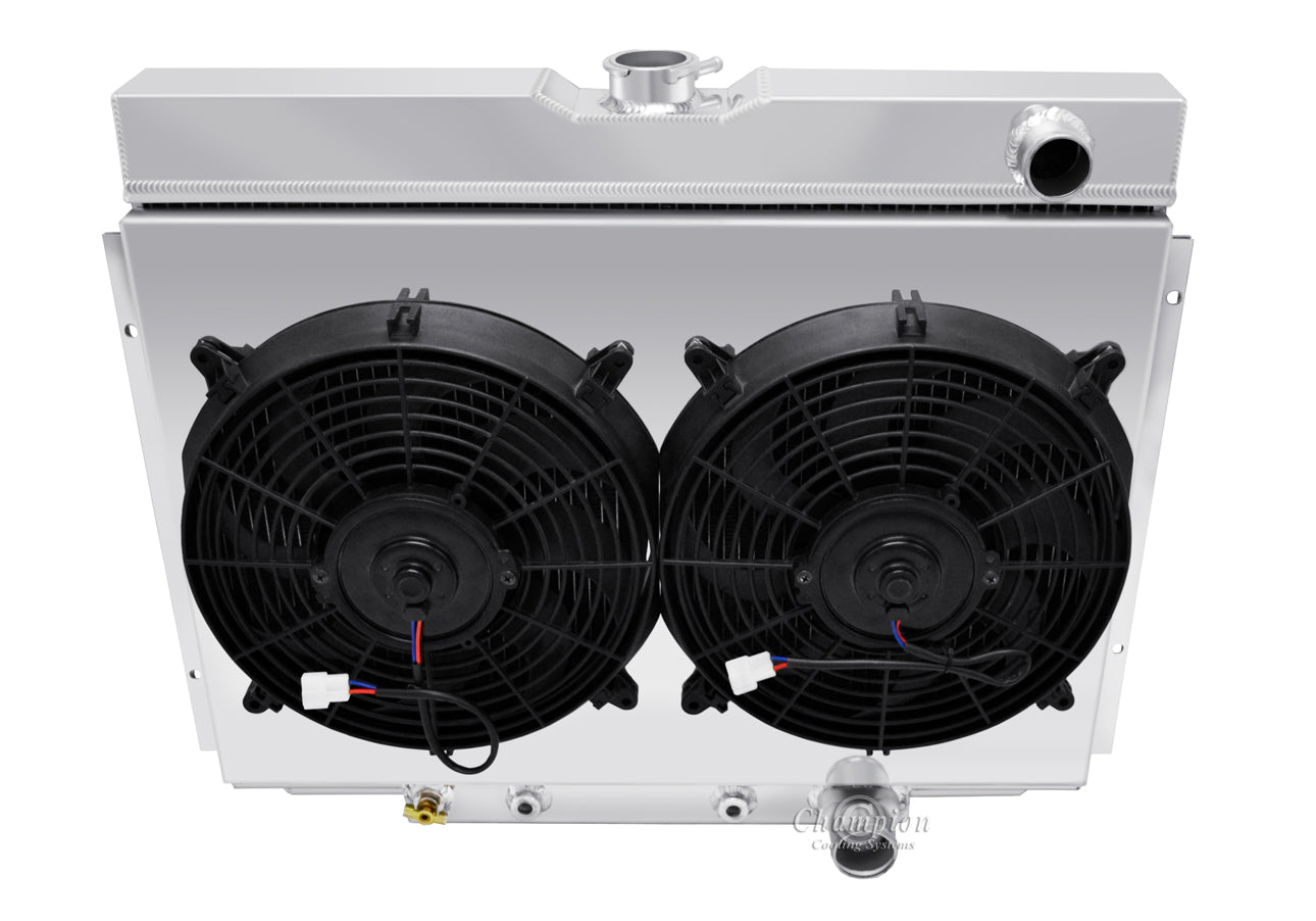 1967-1970 Mercury Cougar 4-Row Radiator, Shroud, Dual Fan Combo - Pass Outlet