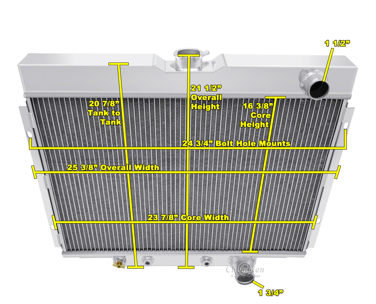 1967-1970 Mustang 4-Row Radiator - Pass