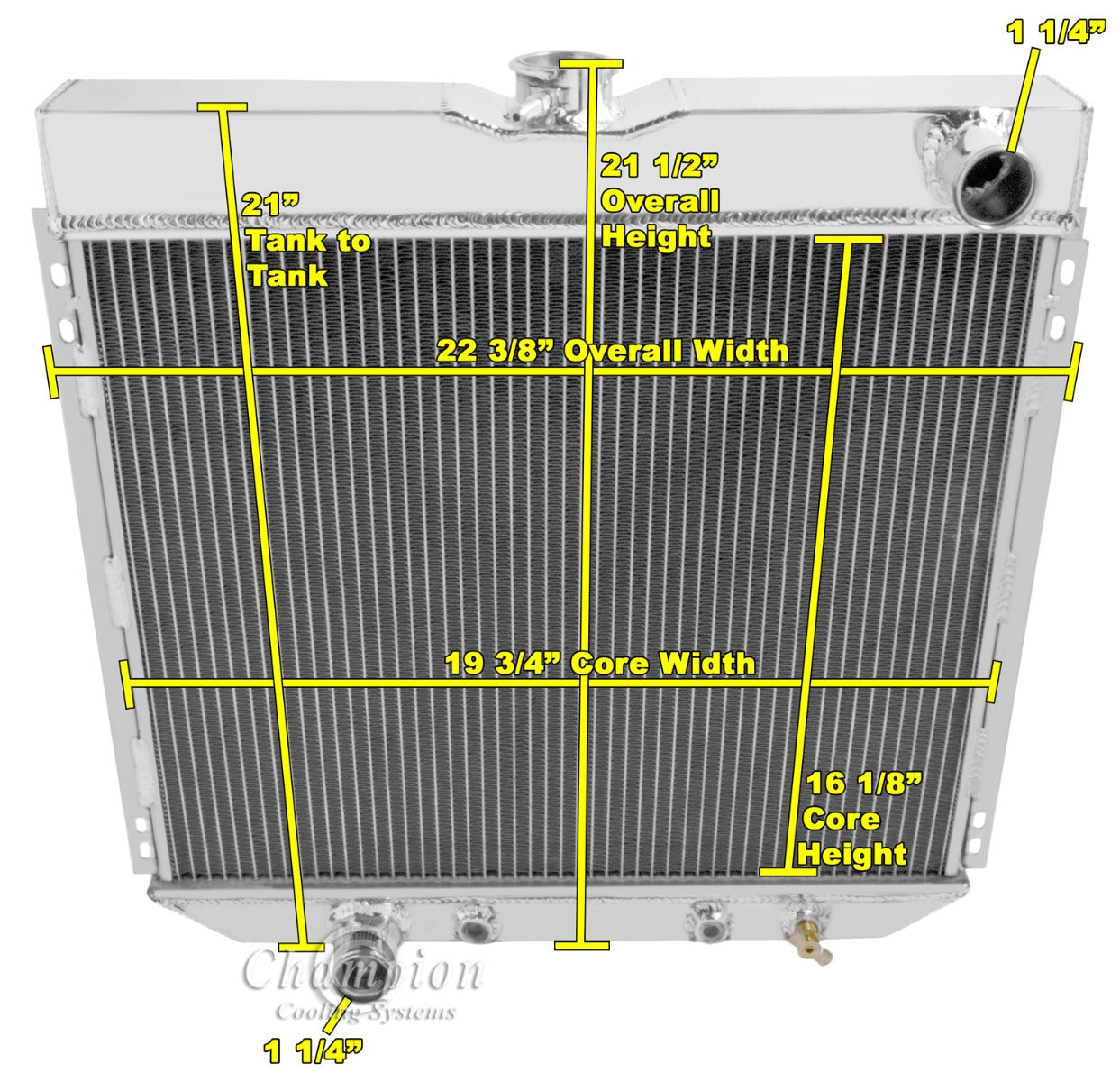 1967-1970 Mustang 3-Row Radiator - Straight 6