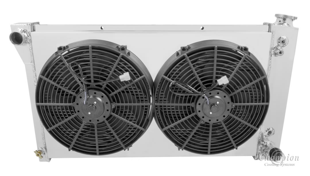 1969-1972 Chevy Blazer 3-Row Radiator, Shroud, Dual Fan Combo