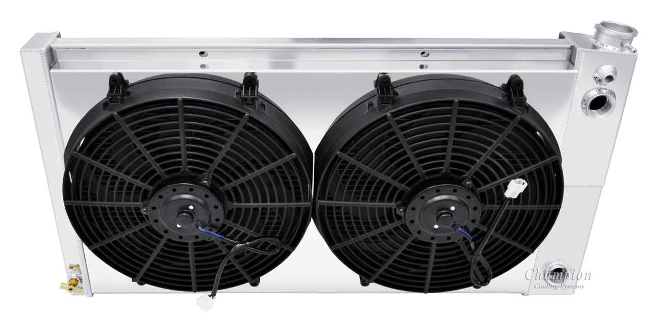 1967-1972 Chevy C10 Truck LS Swap 3-Row Radiator, Shroud, Dual Fan Combo