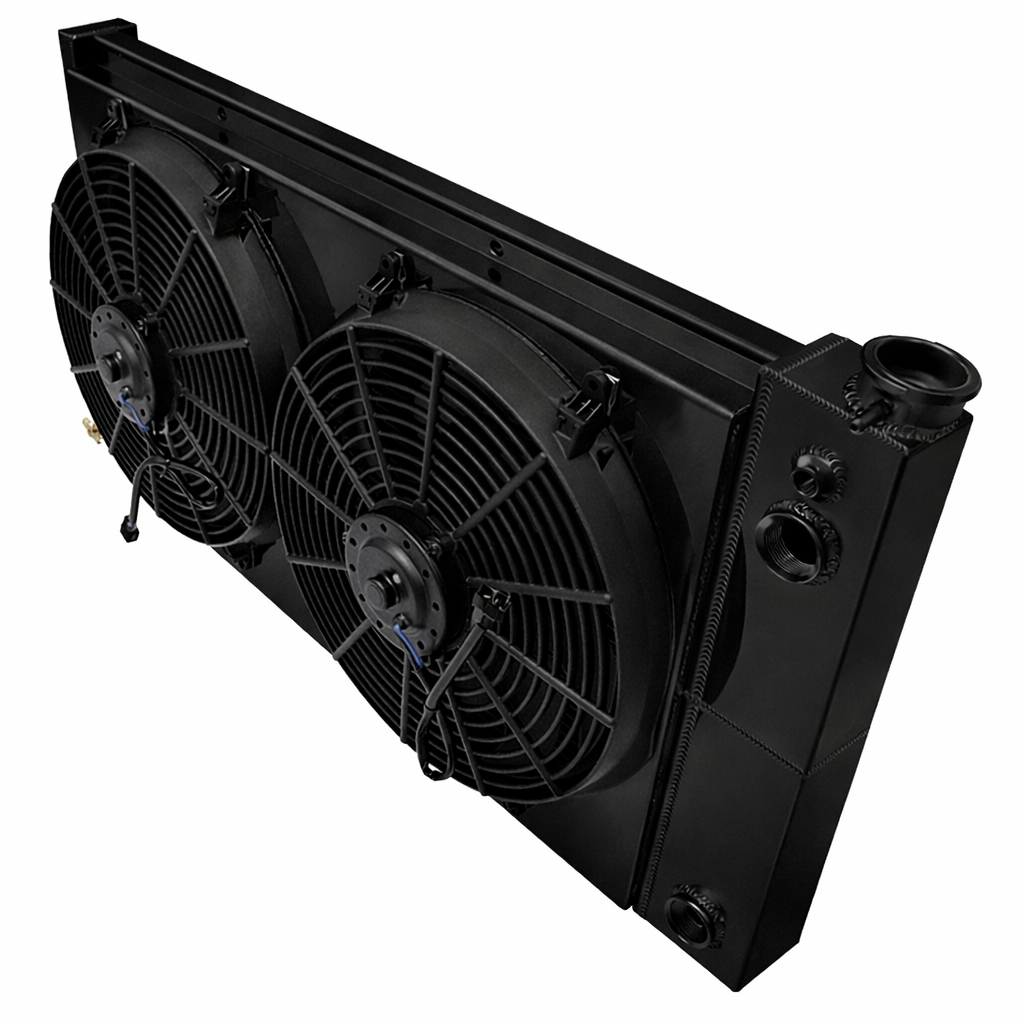 1967-1972 GMC Truck LS Swap 3-Row Radiator, Shroud, Dual Fan Combo Black