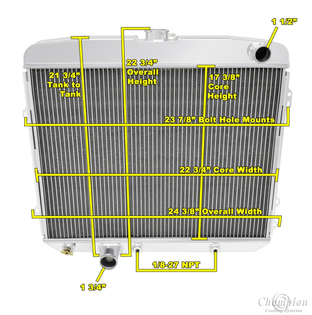 1967 Ford Custom 3-Row Radiator