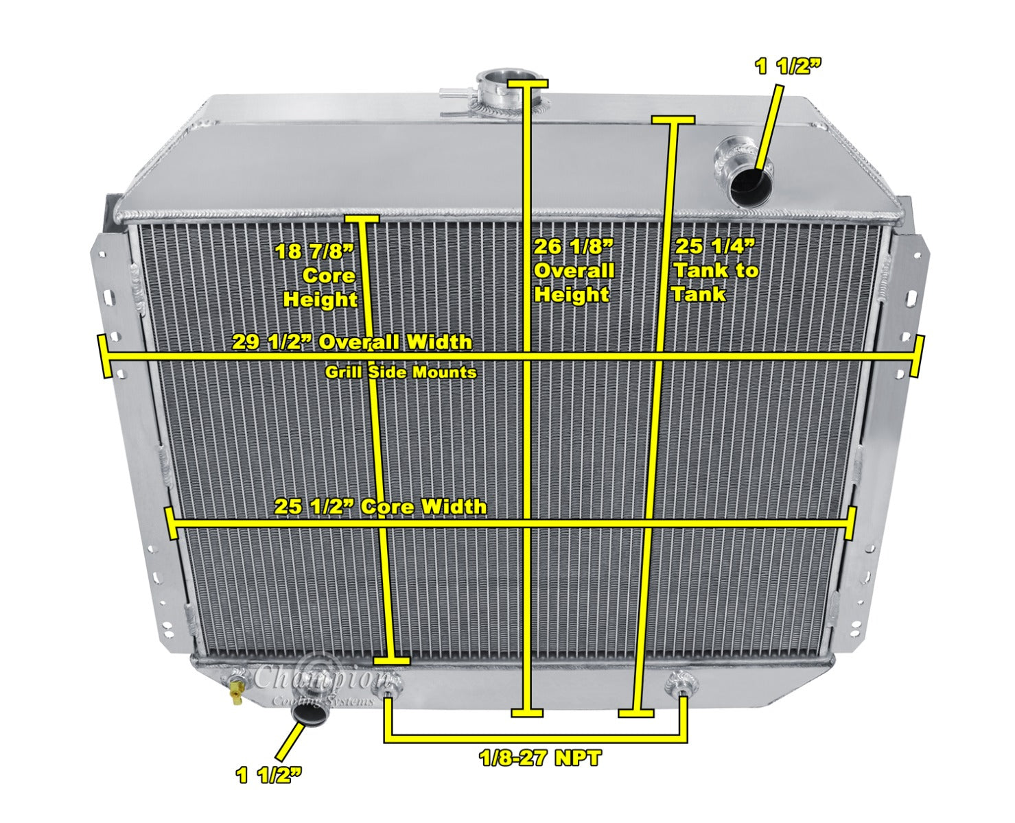 1968-1979 Ford Trucks, F100 Coyote Swap 3-Row Radiator