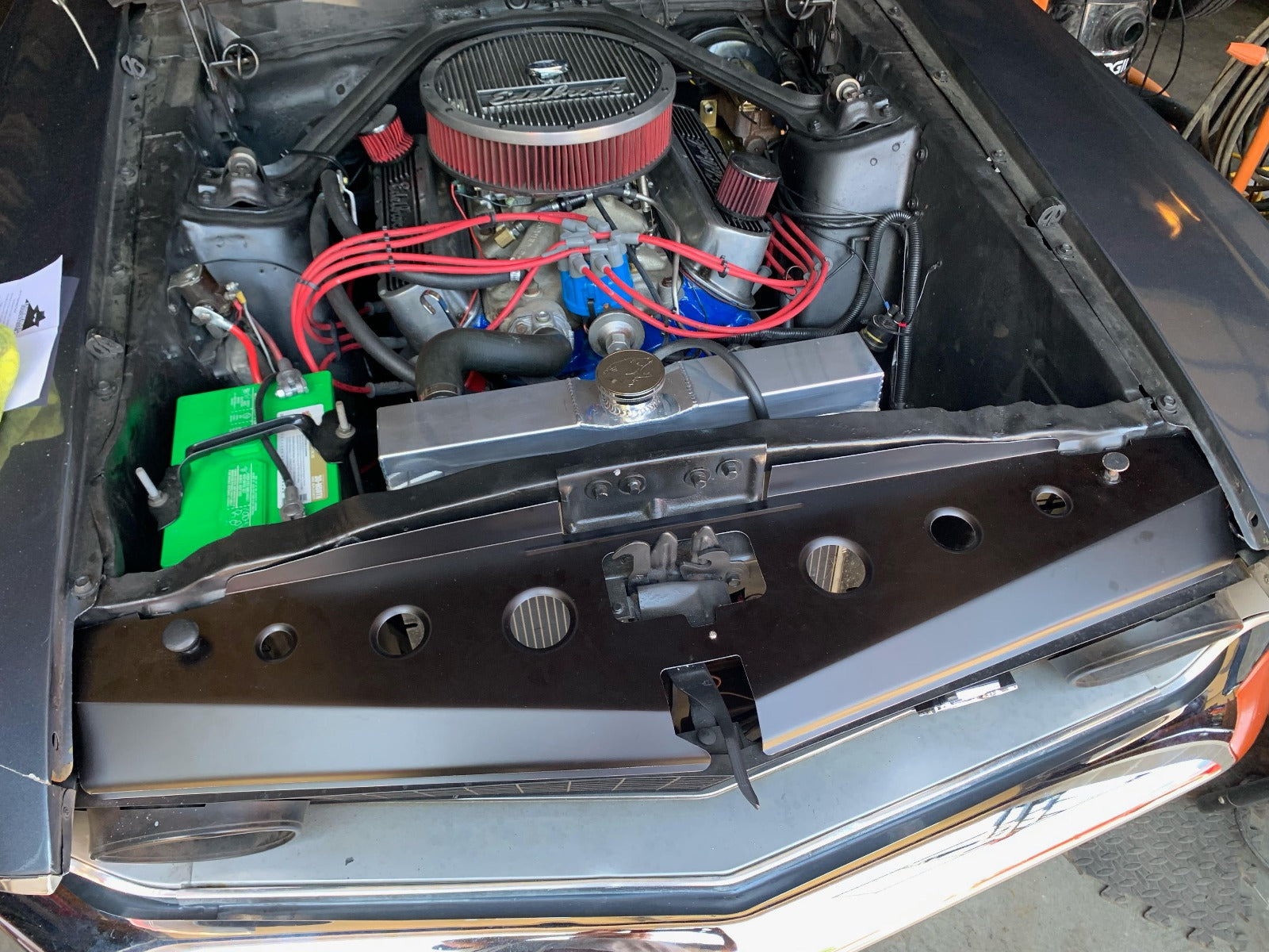 1969-1970 Mustang Radiator Support Show Panel with Dimple Died Holes