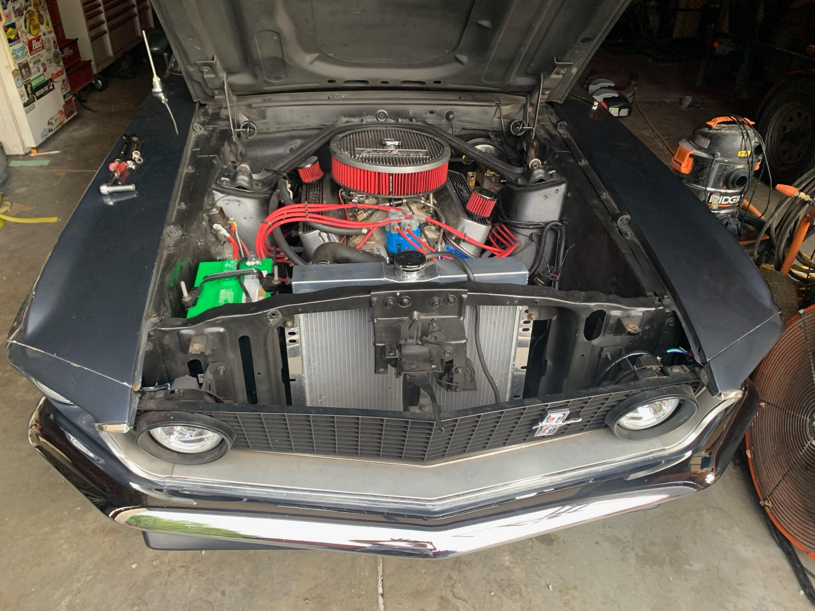 1969-1970 Mustang Radiator Support Show Panel with Dimple Died Holes
