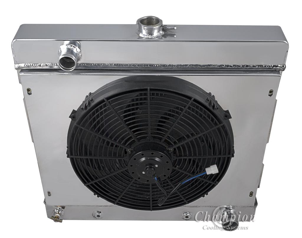 1970-1972 Plymouth Valiant 3-Row Radiator, Shroud, Fan Combo