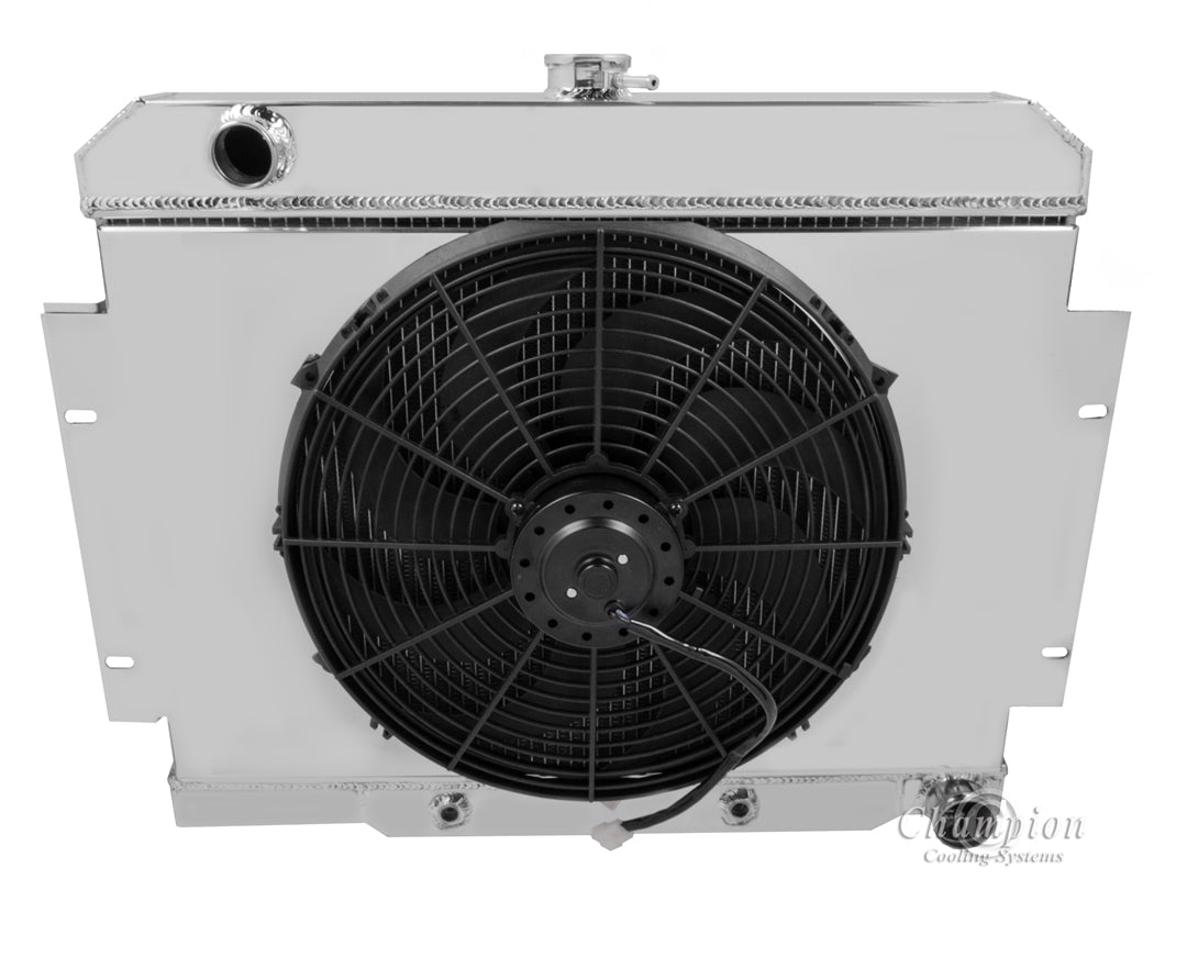 1970-1985 Jeep CJ 3-Row Radiator, Shroud, Fan Combo - Chevy Conversion