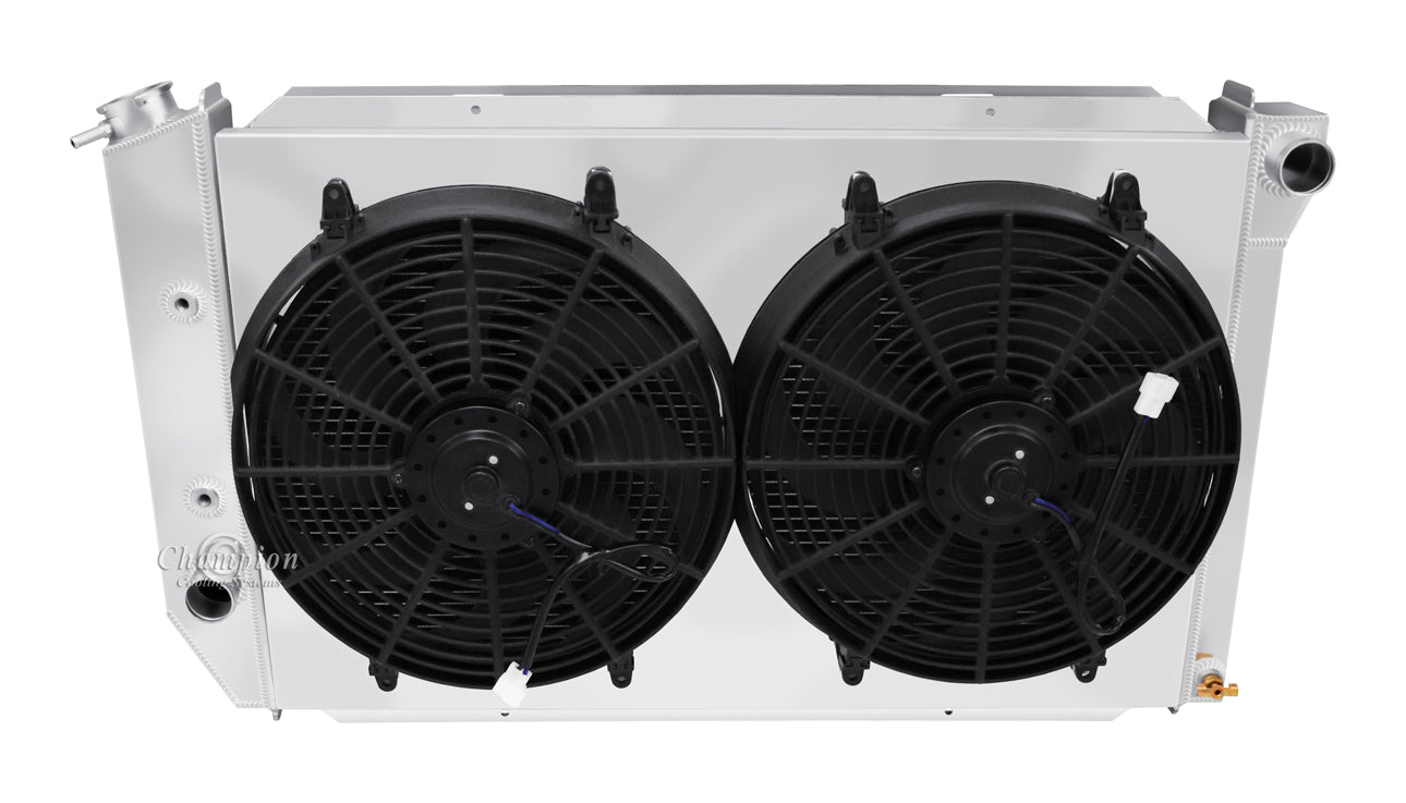 1974-1979 Mercury Cougar 3-Row Radiator, Shroud, 14in Dual Fan Combo