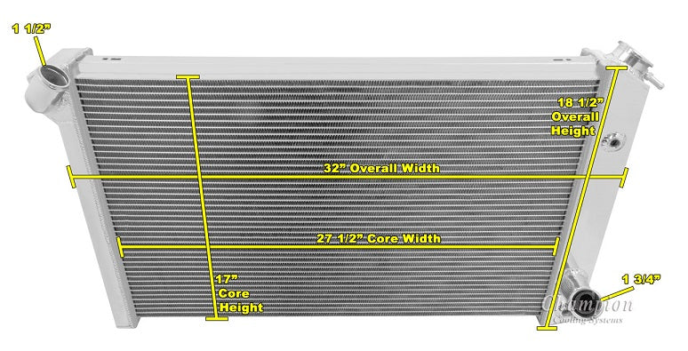 1973-1976 Corvette 3-Row Radiator, Shroud, Dual Fan Combo