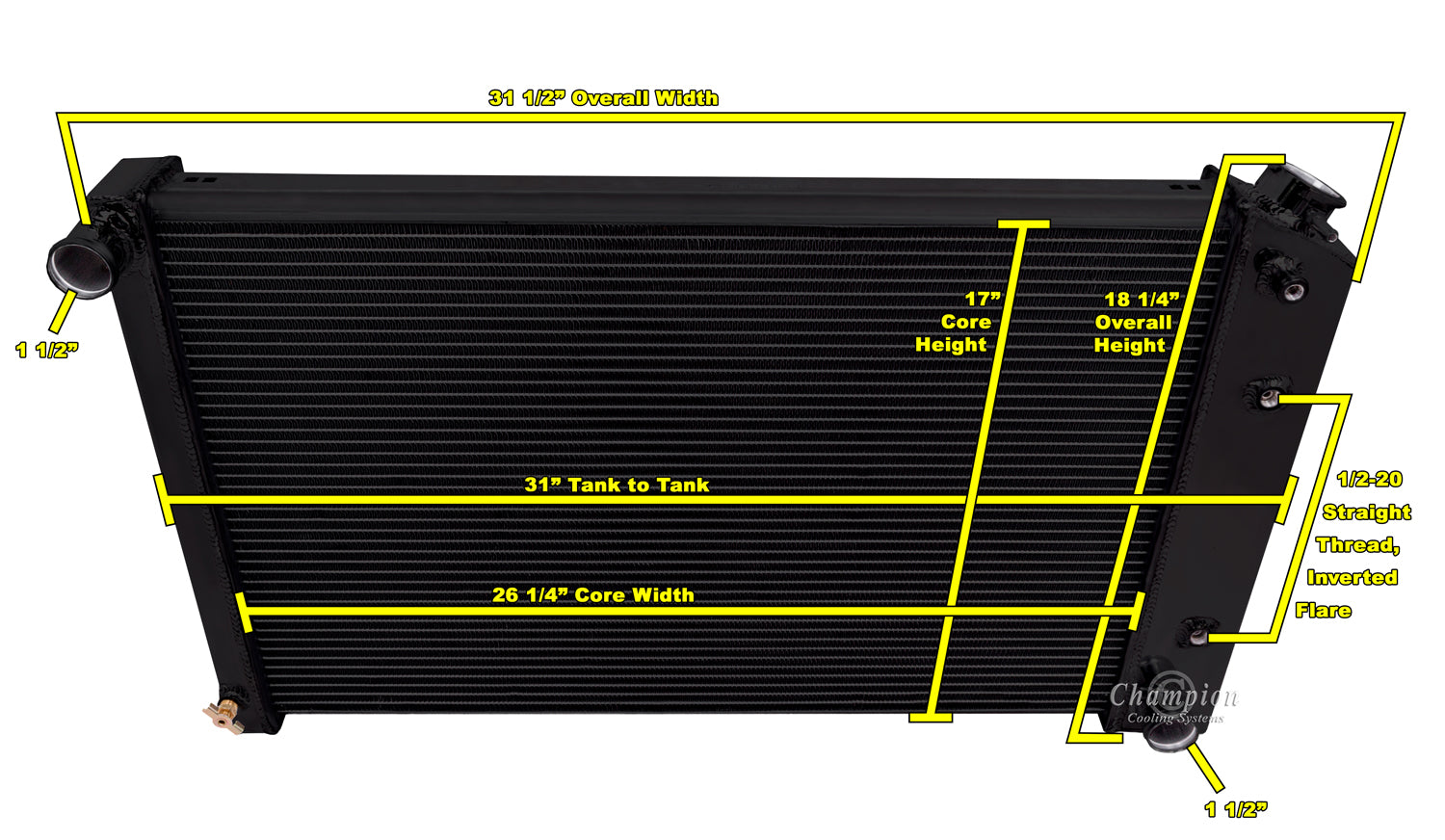1978-1987 Buick Regal 3-Row Black Radiator, Shroud, Dual Fan Combo